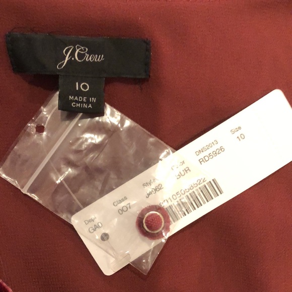 J. CREW Velvet Faux Wrap V-Neck Peplum Hem Long Sleeve Wine Blouse Sz 10 NWT - Picture 12 of 15